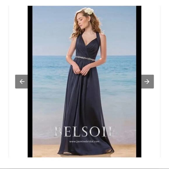 BELSOIE Womens 10 Blue Chiffon Gown / Prom Dress - Picture 1 of 6